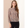INSPIRE CHIC Women's Lace Floral Semi Sheer Work Button Down Collar Shirt - 3 of 4
