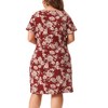Agnes Orinda Women's Plus Size Floral Inverted Box Pleat Boho T-Shirt Dresses - 4 of 4