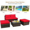 Costway 5PCS Patio Rattan Wicker Furniture Set Armless Sofa Cushioned Red/Turquoise - image 4 of 4