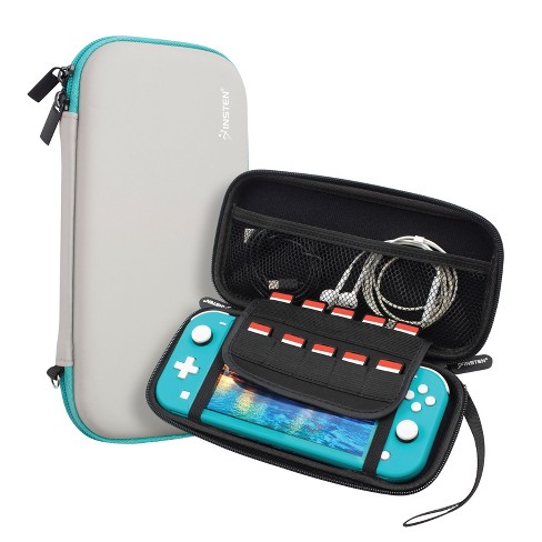 Insten Carrying Case with 10 Game Slots Holder for Nintendo Switch Lite -  Portable & Protective Travel Cover Accessories, Gray/Green