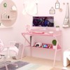 Costway Home Office Desk with Monitor Stand, Open Shelf & Metal Frame, Earphone Hook White/Brown/Black/Pink - 2 of 4