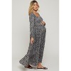 PinkBlush Navy Floral Long Sleeve Maternity Maxi Dress - 2 of 4