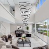 BAOURE 8-Rings D35.4’’ Modern LED Chandelier Black Dimmable High Ceiling Chandeliers Foyer with Remote Control for Staircase Entryway Living Room - 2 of 4