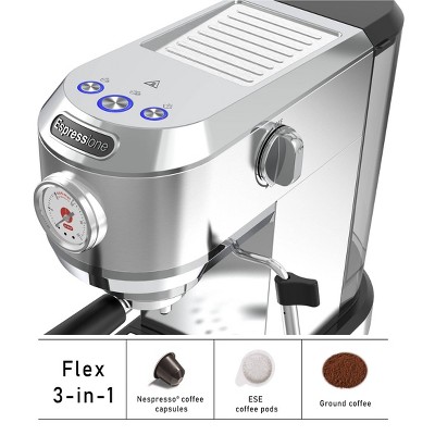 Espressione Stainless Steel 3-in-1 Espresso Maker with Grinder