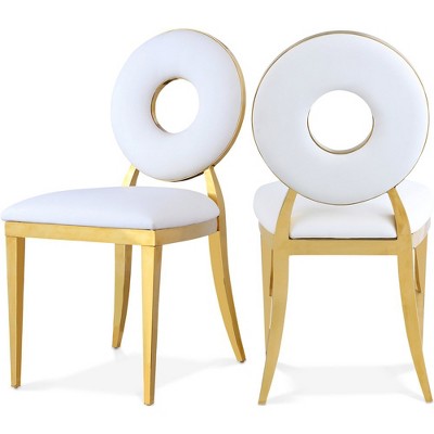 Meridian Furniture,Carousel White Vegan Leather Dining Chair, Set of 2