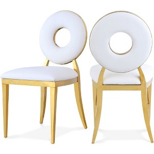 Meridian Furniture,Carousel White Vegan Leather Dining Chair, Set of 2 - 1 of 4