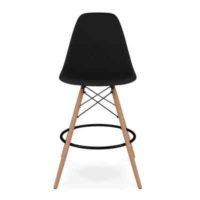 HomeRoots 28" Black And Brown Heavy Duty Plastic And Solid Wood Counter Height Bar Chair