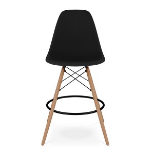 HomeRoots 28" Black And Brown Heavy Duty Plastic And Solid Wood Counter Height Bar Chair - 1 of 4