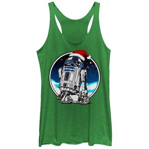 Women's Star Wars Christmas R2-D2 Santa Hat Racerback Tank Top - 1 of 3