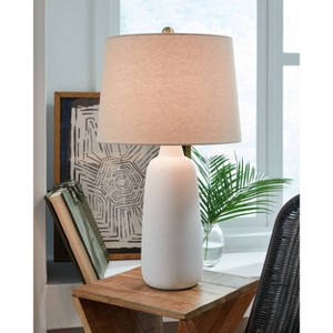 Signature Design by Ashley (Set of 2) Avianic Table Lamps White/Beige: Modern Empire Shade, 3-Way Switch - 1 of 4