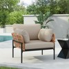 TiramisuBest 36" Iron Lounge Chair with Cushions,Beige & Light Wood, Waterproof,Modern Natural Living Spaces - 2 of 4