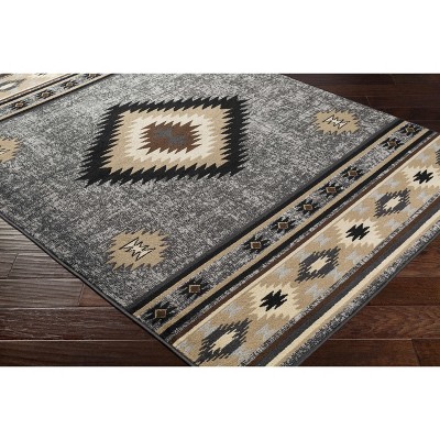 Black and Beige Southwestern Diamond Pattern Area Rug