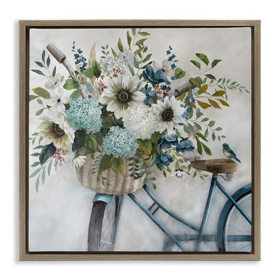 Stupell Industries Floral Bike Basket, 25" x 25"