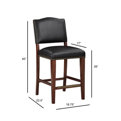 Denver 40" Brown Leather and Wood Counter Stool