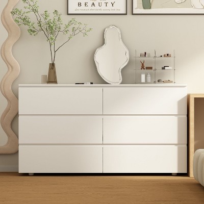 Famapy White 6-Drawers Dresser Modern Chest of Drawers