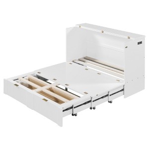CLIHOME Full Size Murphy Bed with Drawer and Sockets & USB Ports, Pulley Structure Design - 1 of 4