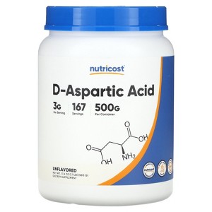 Nutricost D-Aspartic Acid, Unflavored, 17.6 oz (500 g) - 1 of 2