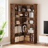Acekool 72.8" Tall Farmhouse 5-Tier Corner Bookshelf L-Shaped Wooden Display Shelf with Back Panel, Storage Rack for Living Room - 3 of 4