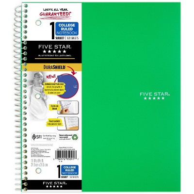 Spiral Notebook 1 Subject College Ruled Anti-Microbial Green - Five Star