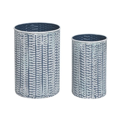 Transpac Metal 9.75 in. Gray Patterned Container Set of 2 - image 1 of 2