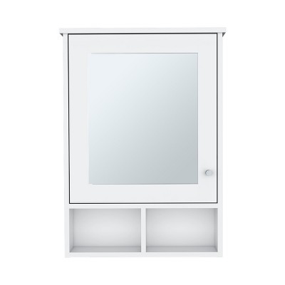 GlasFlength Decorative Wall Mirrors Vanity Mirrors Open Shelves Bathroom Decor Cabinet Accent Mirror for Bathroom Wall, White, 20.9"*6.6"*29"
