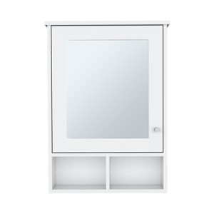 GlasFlength Decorative Wall Mirrors Vanity Mirrors Open Shelves Bathroom Decor Cabinet Accent Mirror for Bathroom Wall, White, 20.9"*6.6"*29" - 1 of 4
