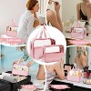 Mber TSA Approved Toiletry Bag Clear Makeup Bag Organizer, Clear Toiletry Bag Set, Clear Zipper Pouches Quart Size & Clear Travel Cosmetic Bags, Pink - 2 of 4