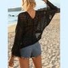 Women's Hollow Out Swimwear Cover Up Fringe V Neck Bell sleeves Crochet Tassel Swimsuit Bathing Suit Beach - 2 of 4