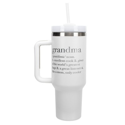 Elanze Designs Grandma Definition Like Mom Only Cooler 40 oz. Stainless Steel, Large Water Bottle Coffee Mug, Spill & Leak Resistant, Thermal Travel