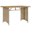 vidaXL Patio Table with Wooden Top Black 43.3"x26.8"x27.6" Poly Rattan - 2 of 4