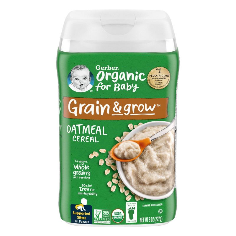 Gerber Organic Single Grain Oatmeal Baby Cereal - 8oz, 1 of 9
