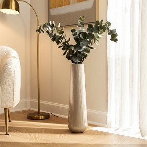 Tall Metal Floor Vase - Iron Decorative Vase for Modern Home & Office Decor - Minimalist Glam Accent for Living Room, Bedroom & Entryway - 24" White - 1 of 4