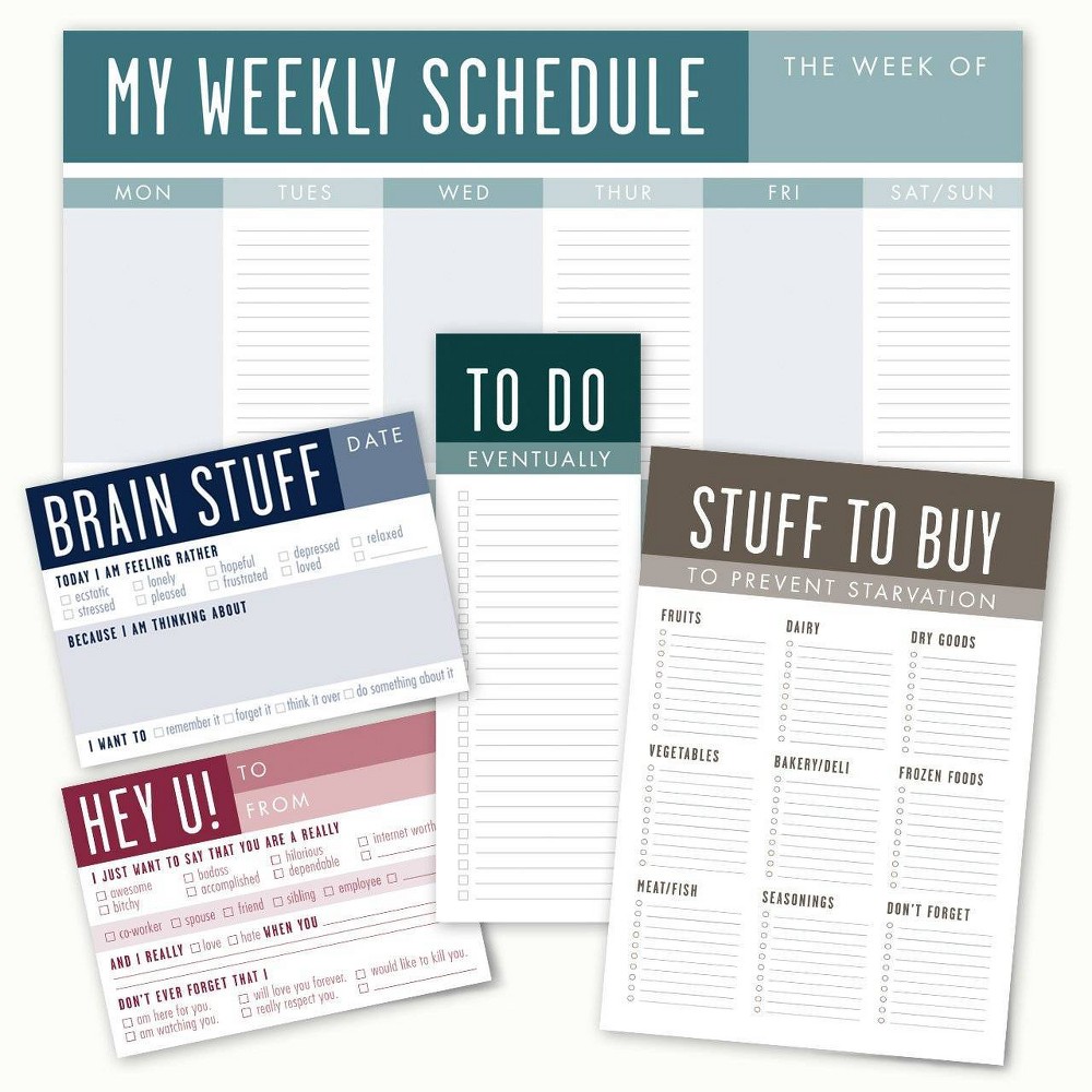 Stuff To Do Weekly Post-it Notepad Set - Canopy Street: Multicolor Guided Journal, Lay-Flat Soft Cover, 50 Pages