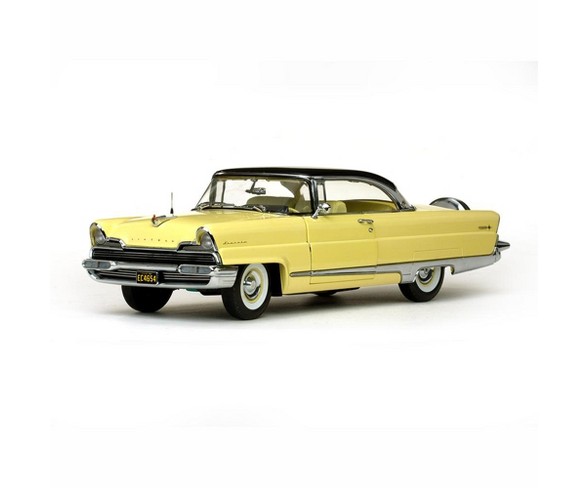 1956 Lincoln Premiere Hard Top Sunburst Yellow and Presidential Black Platinum Edition 1/18 Diecast Model Car by Sunstar