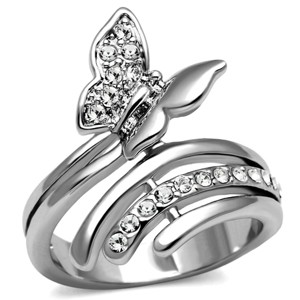 Slickblue Women's Silver Stainless Steel Fashion Ring with Clear CZ Animal Detail, Size 5-10 - 1 of 4