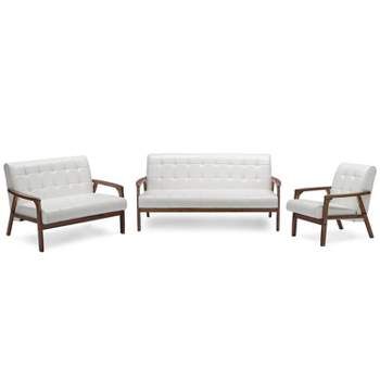 3pc Mid Century Masterpieces Living Room Set White - Baxton Studio
