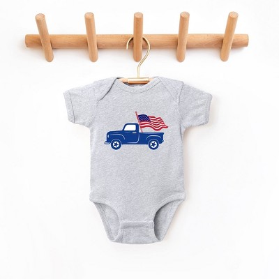 The Juniper Shop Truck With Flag Baby Bodysuit