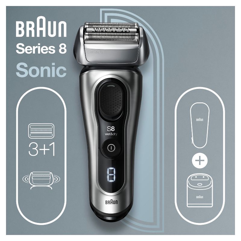 Braun Series 8-8457cc Men&#39;s Electric Foil Shaver with Precision Beard Trimmer &#38; Clean &#38; Charge SmartCare Center, 4 of 11