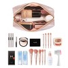 Generic 3 Pcs Makeup Bag Portable Travel Cosmetic Bag Large Makeup Bag Organizer with Gold Zipper Waterproof Toiletry Bags - 3 of 4