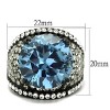 Slickblue Fashion Ring for Women – Black IP Band with Round London Blue CZ & Accent Stones – Size 5 to 10 - 2 of 4