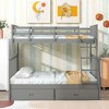 Okak Twin Over Full Bunk Bed with Storage Drawers, Wooden Bunk Bed with Ladder and Safety Guard Rails - 2 of 4