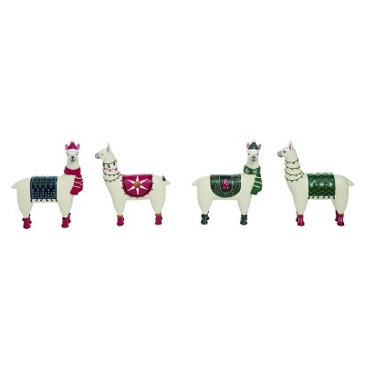 Transpac Resin 6 in. Multicolor Christmas Llama Figurine Set of 4