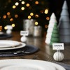 Northlight Glitter Striped Glass Christmas Ornament Place Card Holders - 2" - White - Set of 6 - 2 of 4