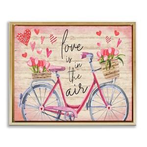 Stupell Industries Love In The Air Tulip Bike Basket Black Framed Floater Canvas Wall Art - 1 of 4