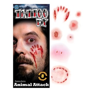 Tinsley Transfers Animal Attack Gorywood Temporary Tattoos Costume Accessory - 1 of 4