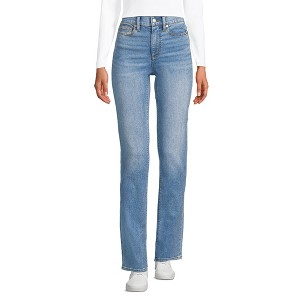 Lands' End Women's Recover High Rise Straight Leg Blue Jeans - 1 of 4