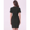Allegra K Women's Vintage Belt V-Neck Faux Two-Piece Slim Casual Short Sleeve Office Dress - 4 of 4