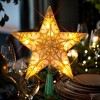 Aoibox 11 Inch Gold Star Christmas Tree Topper Set with 10 Warm White Lights Glitter Metal Wire Design for Holiday Tree Decoration - 3 of 4