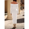 Women's 2025 Fall Off-Shoulder Bodycon Sweater Dress - Elegant Long Sleeve Midi/Maxi Dress for Club, Party & Formal Occasions White - 4 of 4