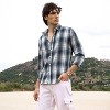Campus Sutra Men Men's Navy Blue & Ivory White Ombre Buffalo Check Shirt - 3 of 4